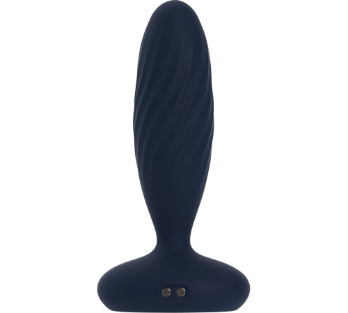 Темно-синяя анальная вибропробка Jordan с поступательными движениями - 12 см.