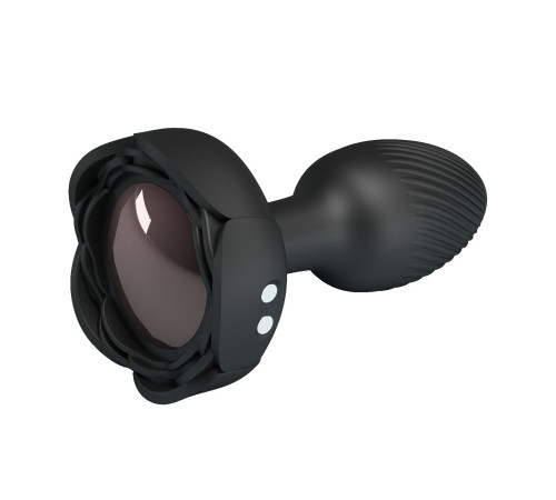 Черная анальная вибропробка с подсветкой Olman - 8,8 см.