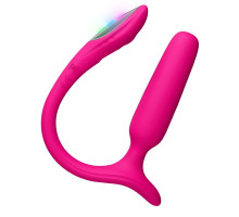 Розовый анальный вибратор с клиторальной стимуляцией Lush Anal