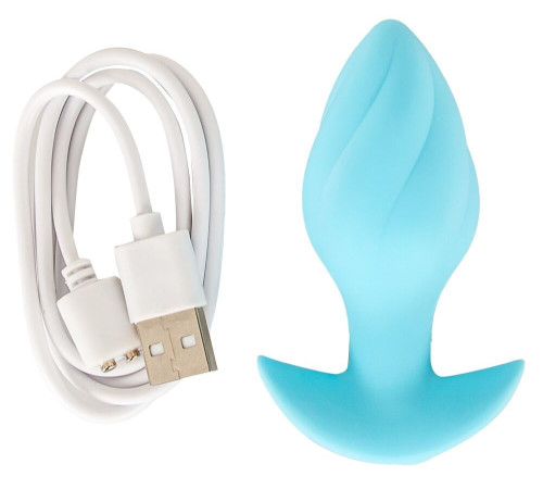 Голубая анальная пробка с вибрацией Cuties Vibrating Mini Butt Plug - 8 см.