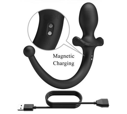 Черная анальная вибропробка с хвостом Anthony