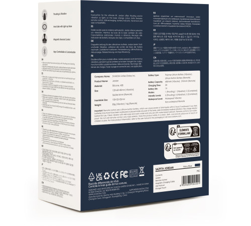 Темно-синяя анальная вибропробка Jordan с поступательными движениями - 12 см.