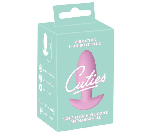 Розовая анальная пробка с вибрацией Cuties Vibrating Mini Butt Plug - 8 см.