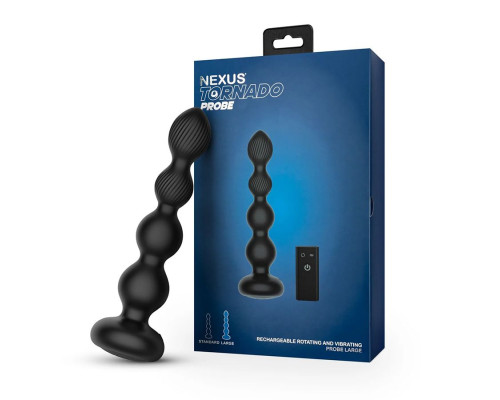 Заказать Черная анальная виброёлочка Nexus Tornado Beaded Probe Large с функцией вращения
