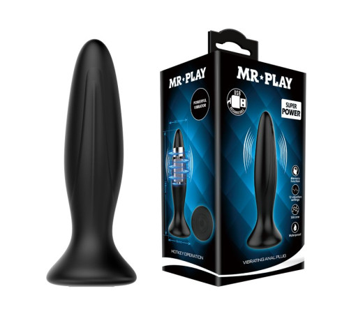 Черная анальная вибропробка Mr Play - 12,8 см.