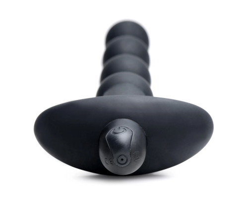 Заказать Черные анальные бусы с вибрацией и пультом ДУ 28X Remote Control Vibrating Silicone Anal Beads - 19 см.
