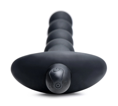 Черные анальные бусы с вибрацией и пультом ДУ 28X Remote Control Vibrating Silicone Anal Beads - 19 см.