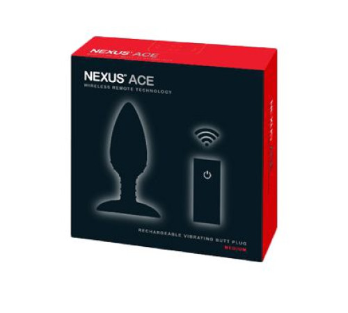 Чёрная вибровтулка NEXUS ACE MEDIUM с дистанционным управлением - 12 см.