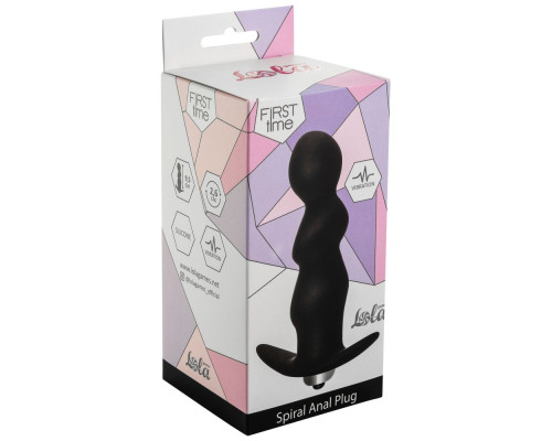 Заказать Чёрная фигурная анальная вибропробка Spiral Anal Plug - 12 см.