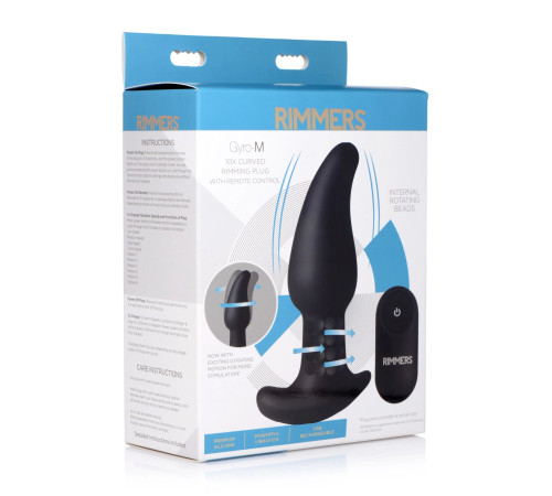 Черная анальная вибропробка с эффектом римминга Gyro M Curved Rimming Plug - 13,7 см.