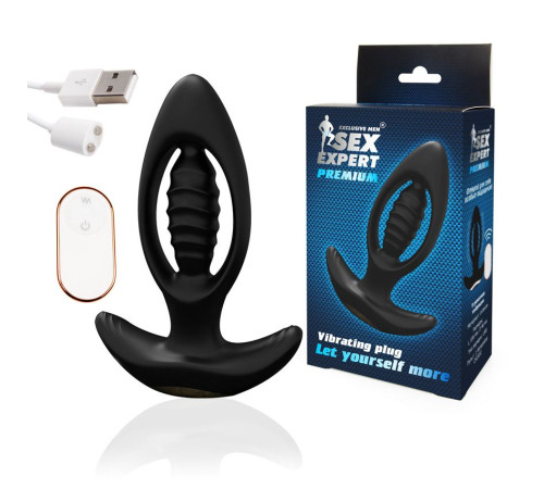 Оригинальный анальный вибромассажер с пультом ДУ - 12,6 см.