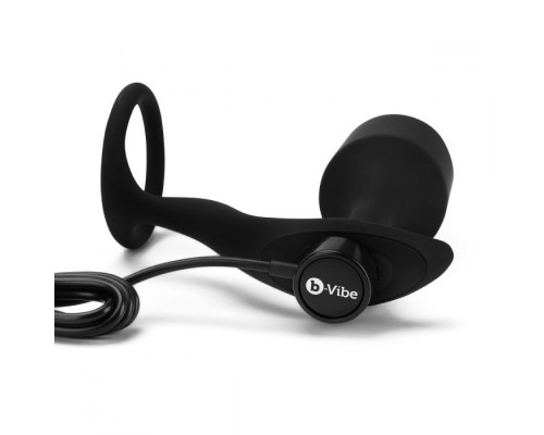 Заказать Черная анальная вибропробка с эрекционным кольцом Vibrating Snug   Tug XL