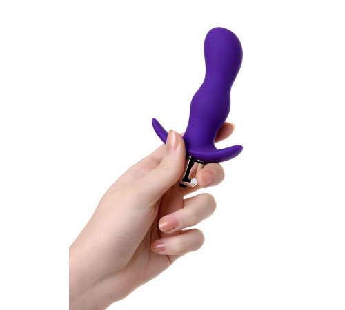 Фиолетовая изогнутая анальная вибропробка - 11,2 см.