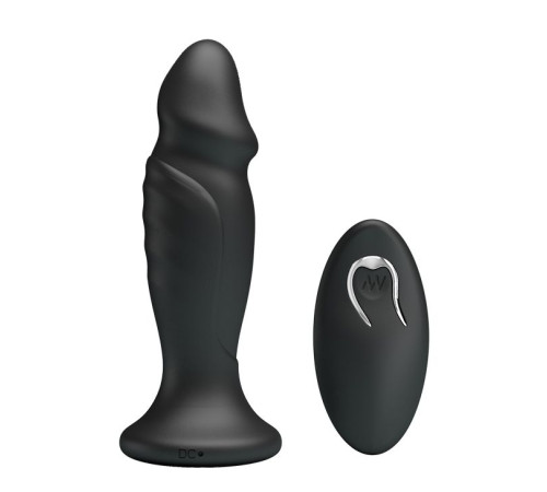 Черная анальная втулка с 12 режимами вибрации Mr Play - 12,4 см.