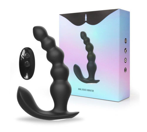Черная анальная виброёлочка Anal Bead Vibrator с пультом ДУ