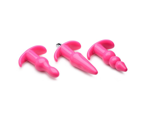 Заказать Набор из 3 розовых анальных пробок с вибропулей Thrill Trio Anal Plug Set Заказать Набор из 3 розовых анальных пробок с вибропулей Thrill Trio Anal Plug Set