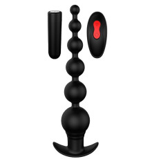 Черный анальный вибромассажер REMOTE GRADUATING BEADS - 20,7 см.