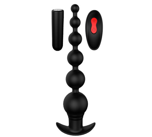 Черный анальный вибромассажер REMOTE GRADUATING BEADS - 20,7 см.