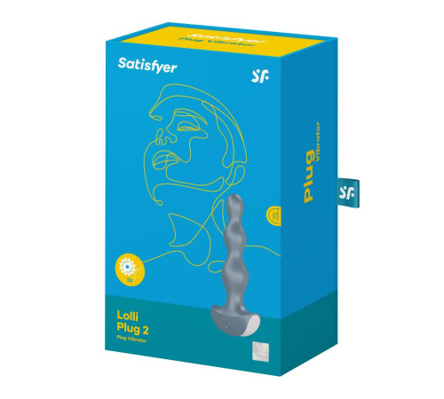 Серая анальная пробка с вибрацией Lolli Plug 2 - 14 см.