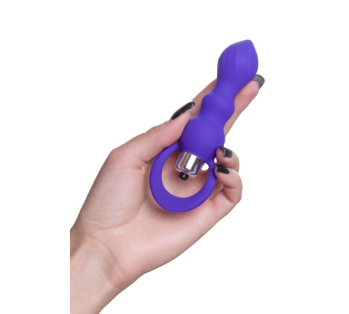 Фиолетовая анальная вибровтулка Curvy - 14 см.