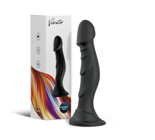 Черный анальный вибромассажер-реалистик - 19 см.