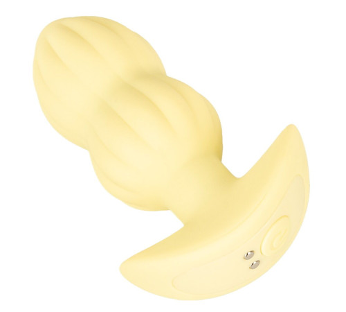 Желтая анальная пробка с вибрацией Cuties Vibrating Mini Butt Plug - 8 см.
