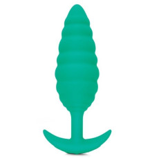 Зеленый ребристый анальный виброплаг Twist - 15,3 см.