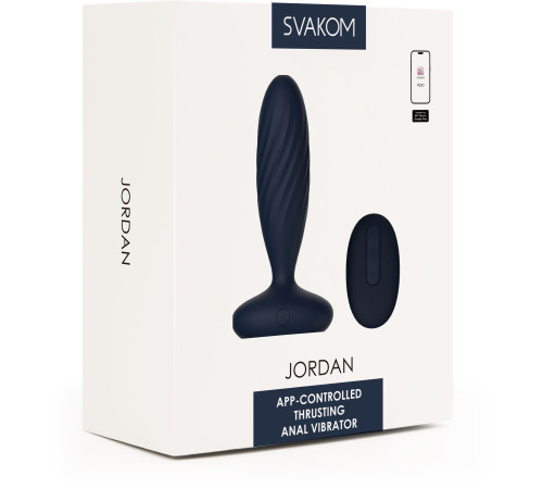 Темно-синяя анальная вибропробка Jordan с поступательными движениями - 12 см.