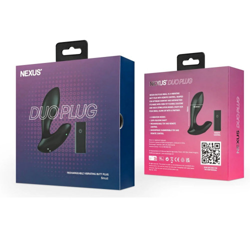 Черная анальная вибровтулка Nexus Duo Plug - 9,8 см.