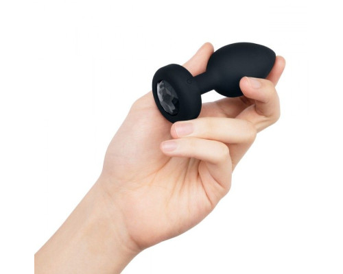 Заказать Черная анальная вибровтулка с кристаллом Vibrating Jewel Plug M/L - 10,5 см.