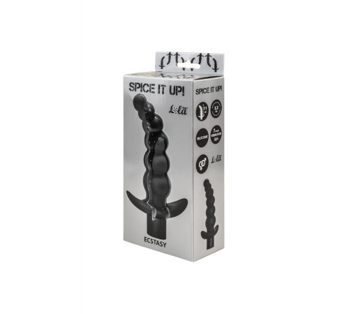 Чёрная анальная ёлочка с вибрацией Ecstasy - 14 см.