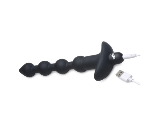 Заказать Черные анальные бусы с вибрацией и пультом ДУ 28X Remote Control Vibrating Silicone Anal Beads - 19 см.