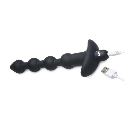Черные анальные бусы с вибрацией и пультом ДУ 28X Remote Control Vibrating Silicone Anal Beads - 19 см.
