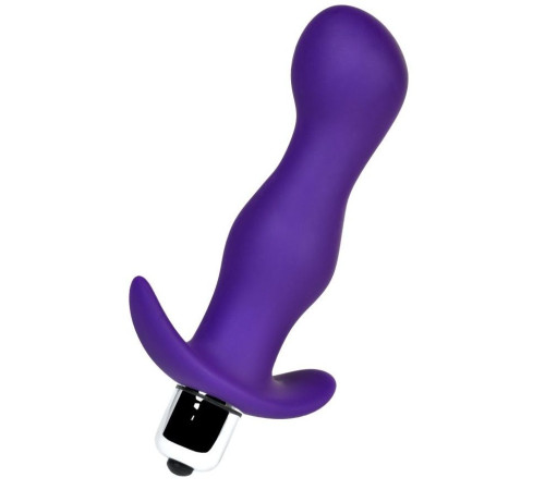 Фиолетовая изогнутая анальная вибропробка - 12,9 см.