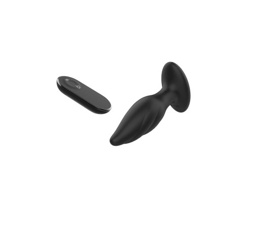 Черная анальная вибропробка Angelina Remote Rotating Plug - 14 см.