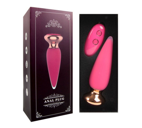 Розовая анальная вибропробка Anal Plug с пультом ДУ - 12 см.