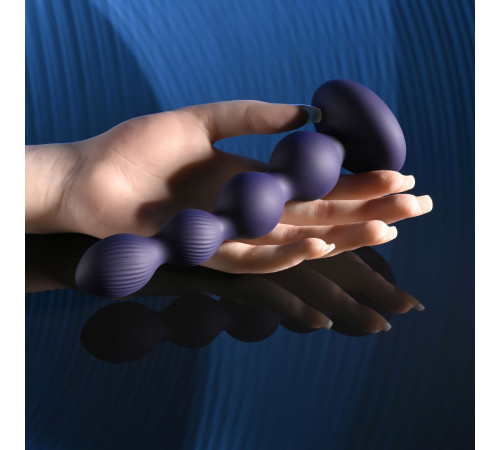 Фиолетовые анальные бусы с вибрацией и вращением Pleasure Orbit - 17,8 см.