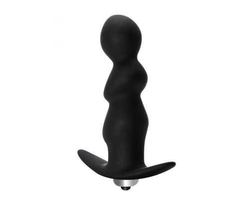 Заказать Чёрная фигурная анальная вибропробка Spiral Anal Plug - 12 см.