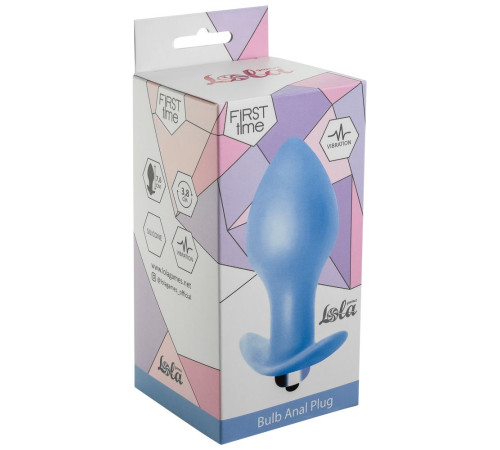 Голубая анальная вибропробка Bulb Anal Plug - 10 см.