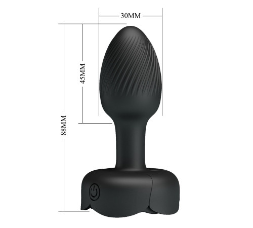 Черная анальная вибропробка с подсветкой Olman - 8,8 см.