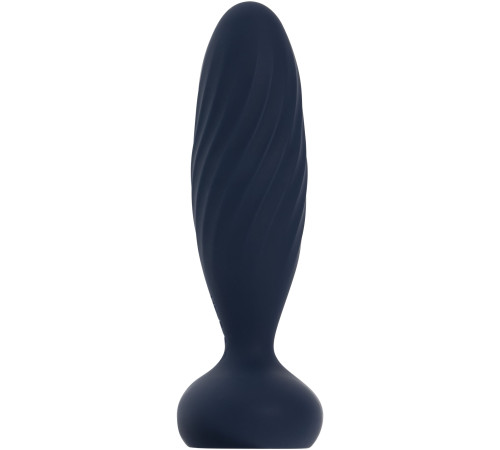 Темно-синяя анальная вибропробка Jordan с поступательными движениями - 12 см.