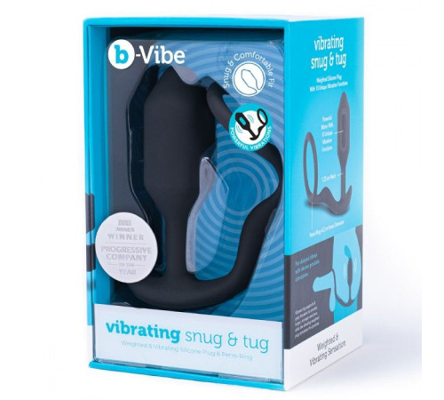 Черная анальная вибропробка с эрекционным кольцом Vibrating Snug   Tug M