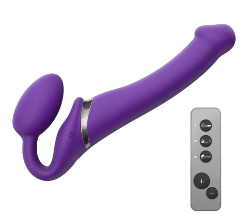 Фиолетовый безремневой вибрострапон Silicone Bendable Strap-On - size M