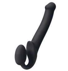 Черный безремневой страпон Silicone Bendable Strap-On - size M