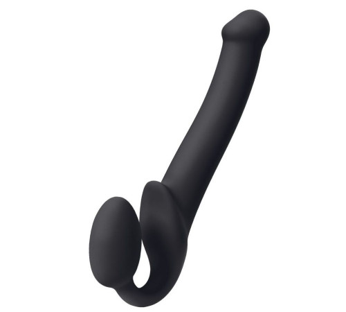Черный безремневой страпон Silicone Bendable Strap-On - size M