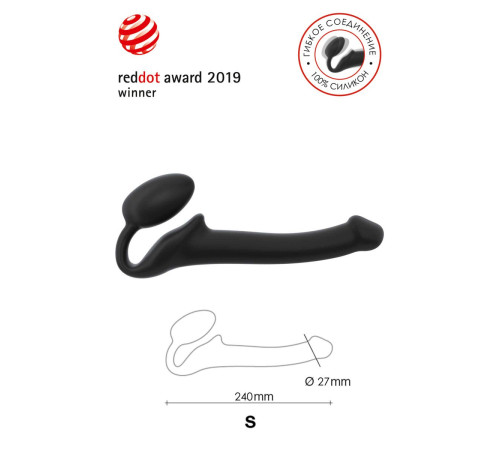 Черный безремневой страпон Silicone Bendable Strap-On - size S