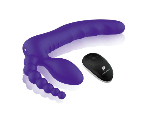 Заказать Фиолетовый безремневой страпон с пультом ДУ 7’’ Remote Control Strapless - 24 см.