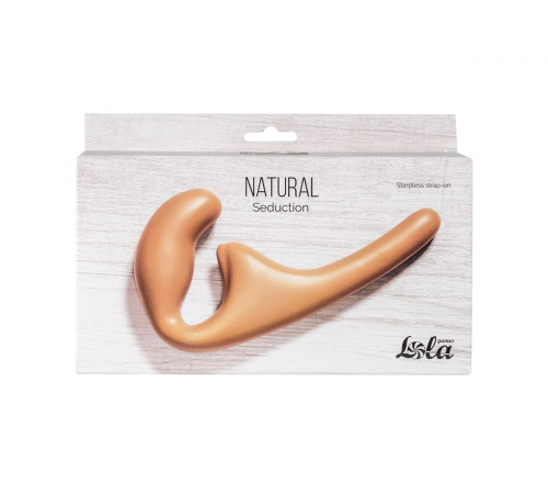 Бежевый безремневой страпон Seduction - 20,5 см.