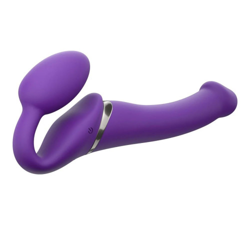 Фиолетовый безремневой вибрострапон Silicone Bendable Strap-On - size M