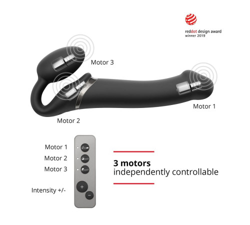 Черный безремневой вибрострапон Silicone Bendable Strap-On - size XL